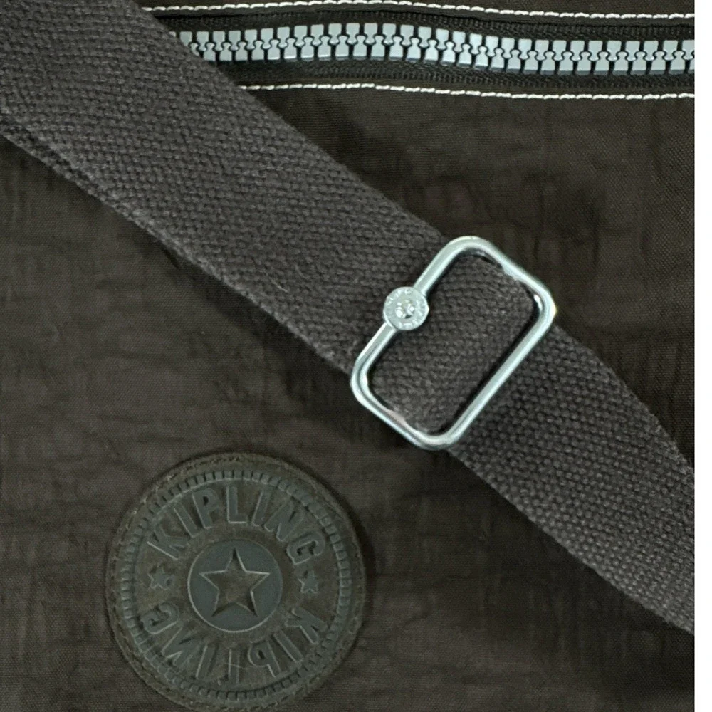Kipling‎ Messenger Bag Nylon Charcoal Adjustable Strap Pockets Expandable
